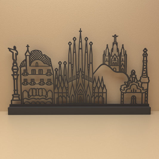 Barcelona silhouet in zwart staal – minimalistisch design voor fans en liefhebbers