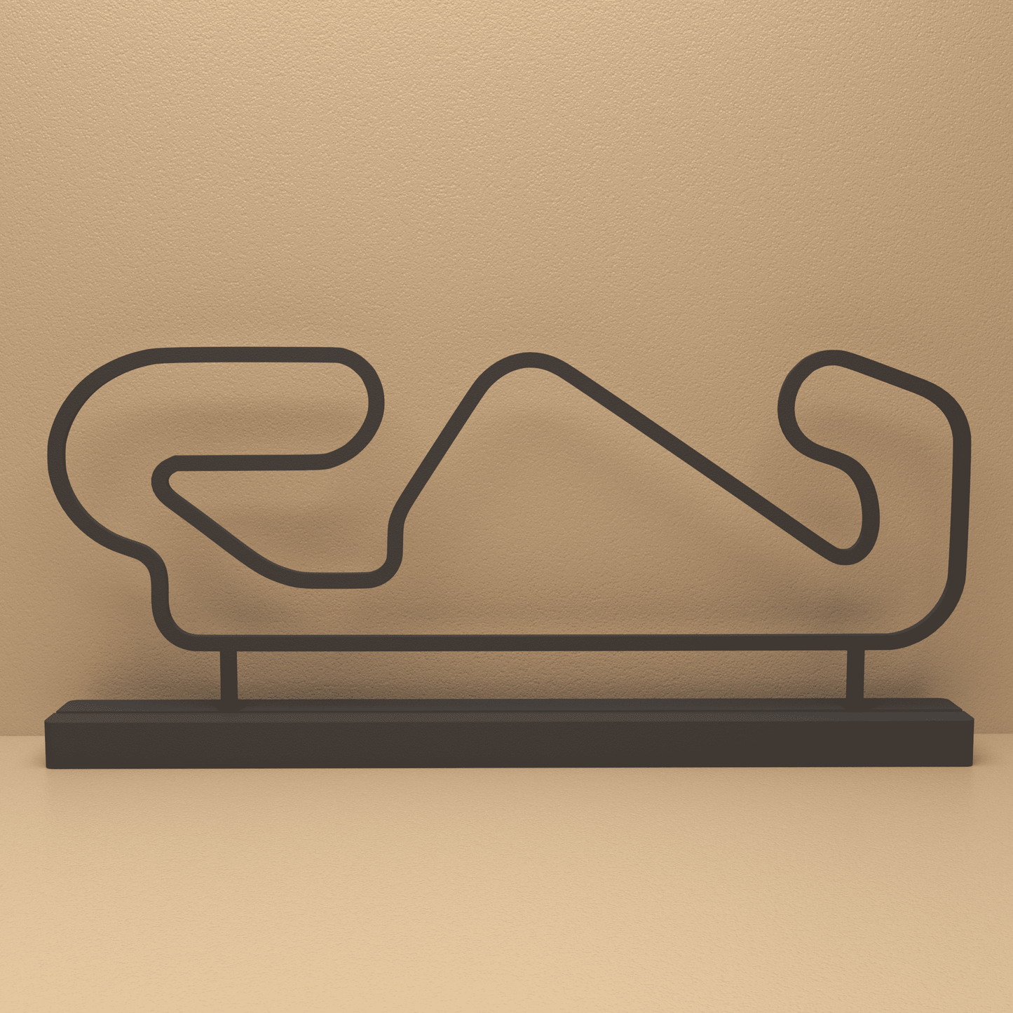 Circuit de Barcelona-Catalunya silhouet in zwart staal – minimalistisch design voor fans en liefhebbers