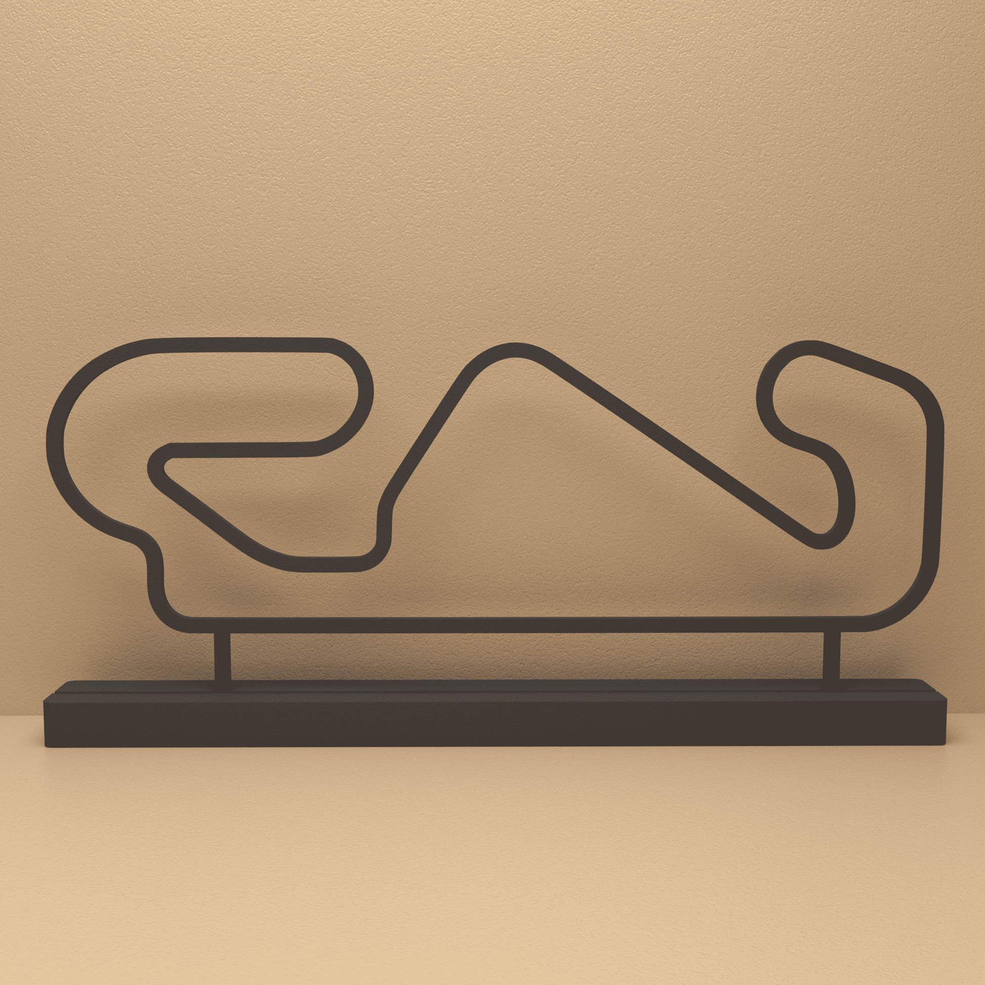 Circuit de Barcelona-Catalunya silhouet in zwart staal – minimalistisch design voor fans en liefhebbers