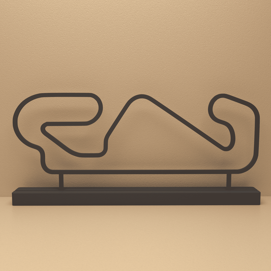 Circuit de Barcelona-Catalunya silhouet in zwart staal – minimalistisch design voor fans en liefhebbers