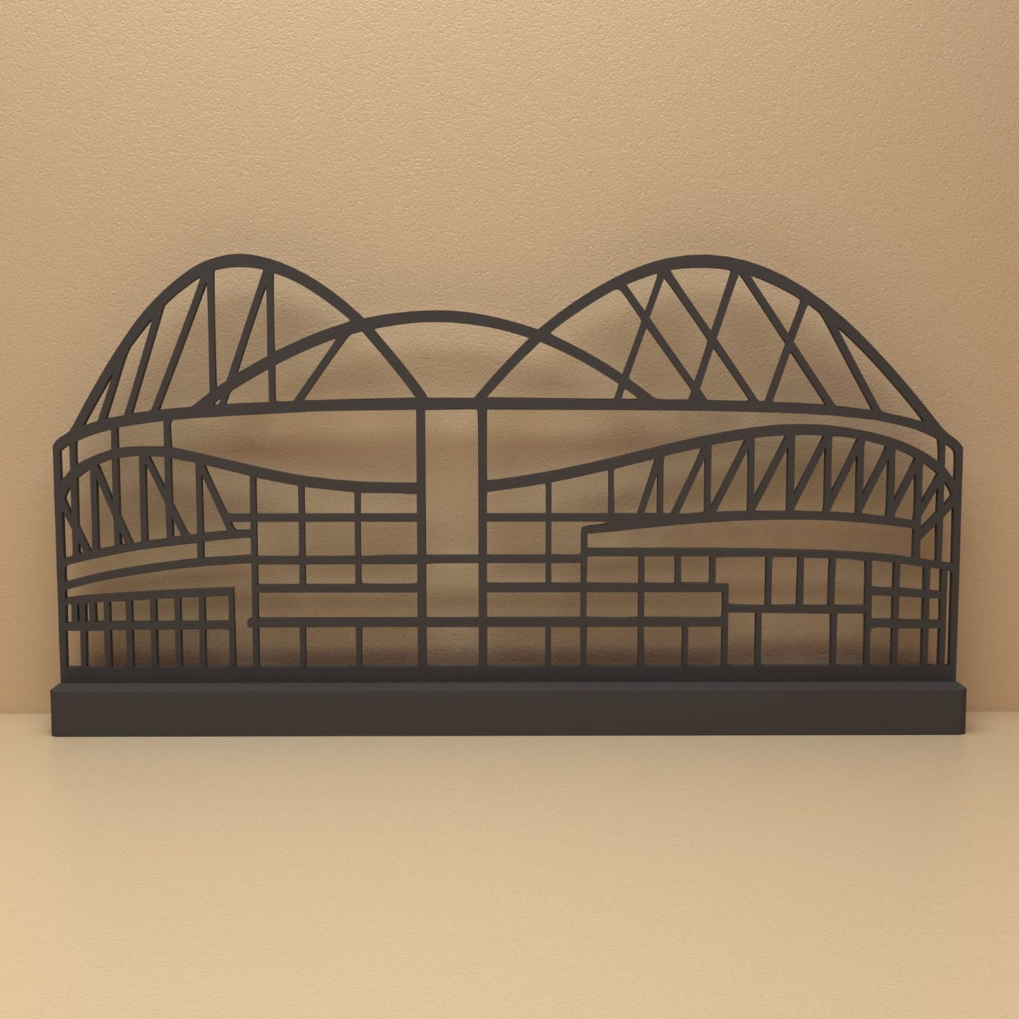 Estádio da Luz silhouet in zwart staal – minimalistisch design voor fans en liefhebbers