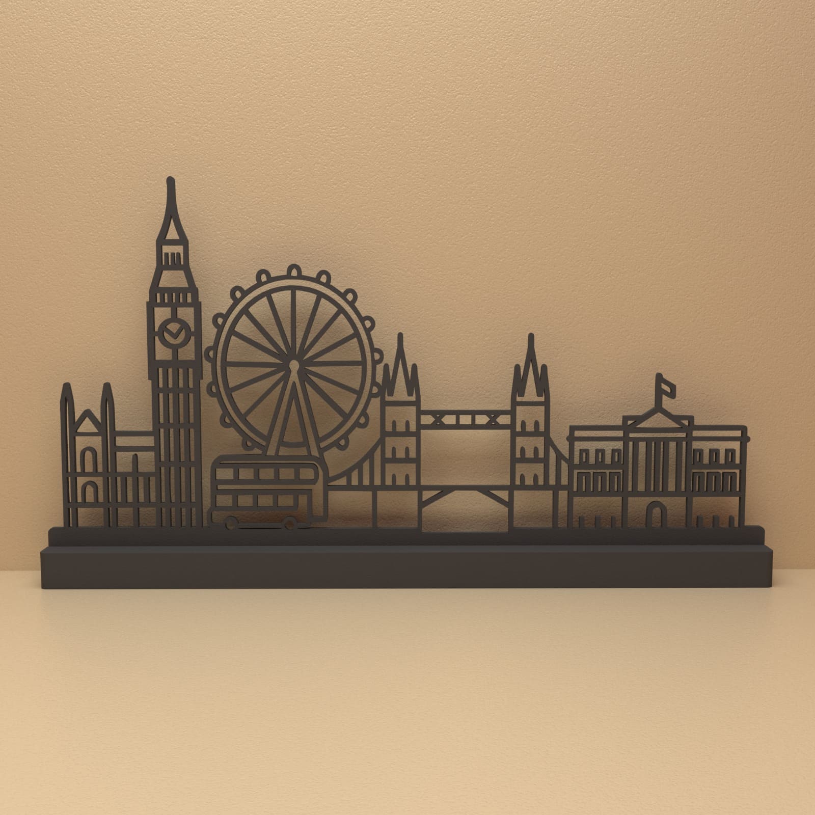London silhouet in zwart staal – minimalistisch design voor fans en liefhebbers