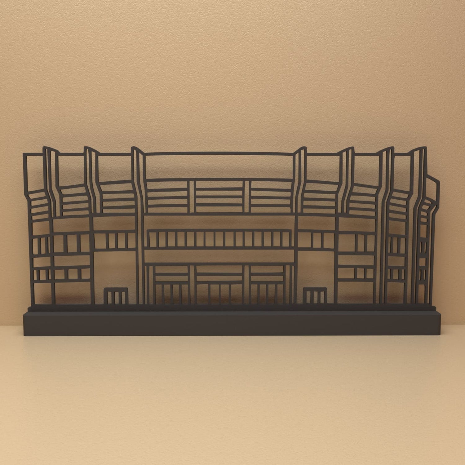 Lotto Park silhouet in zwart staal – minimalistisch design voor fans en liefhebbers