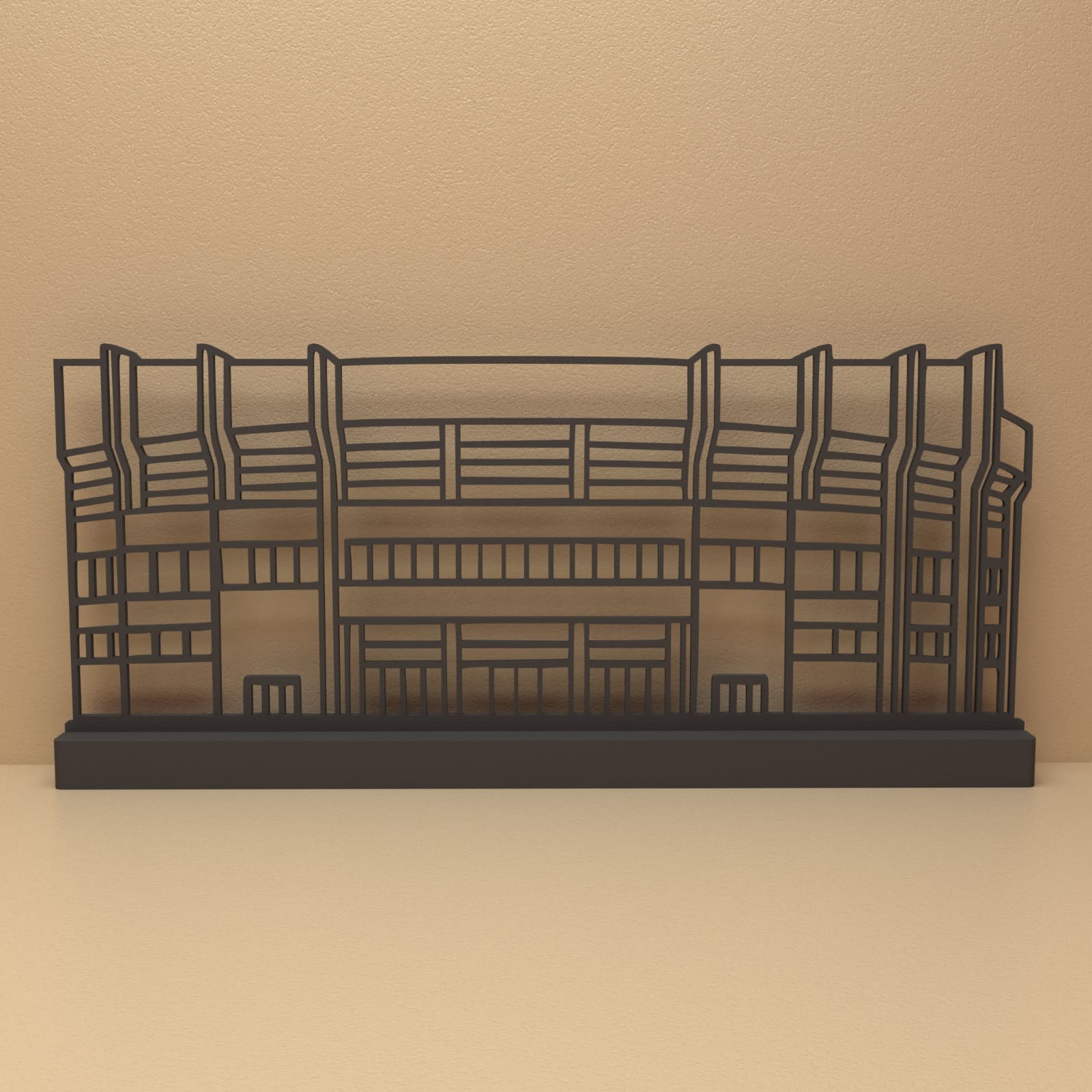 Lotto Park silhouet in zwart staal – minimalistisch design voor fans en liefhebbers