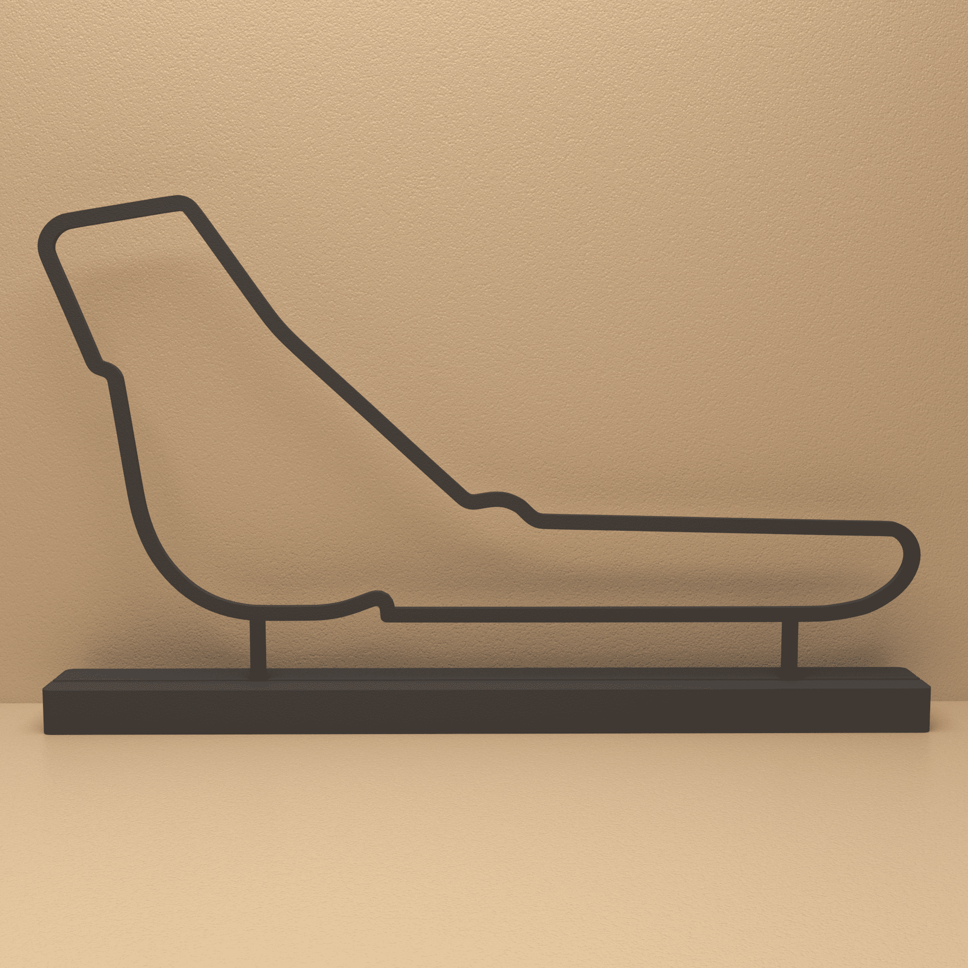 Monza silhouet in zwart staal – minimalistisch design voor fans en liefhebbers