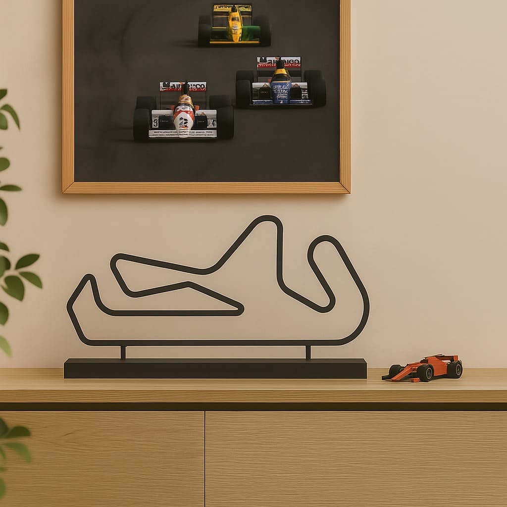 Vrijstaand Portimão circuit silhouet als moderne interieurdecoratie – ideaal cadeau uit Portugal