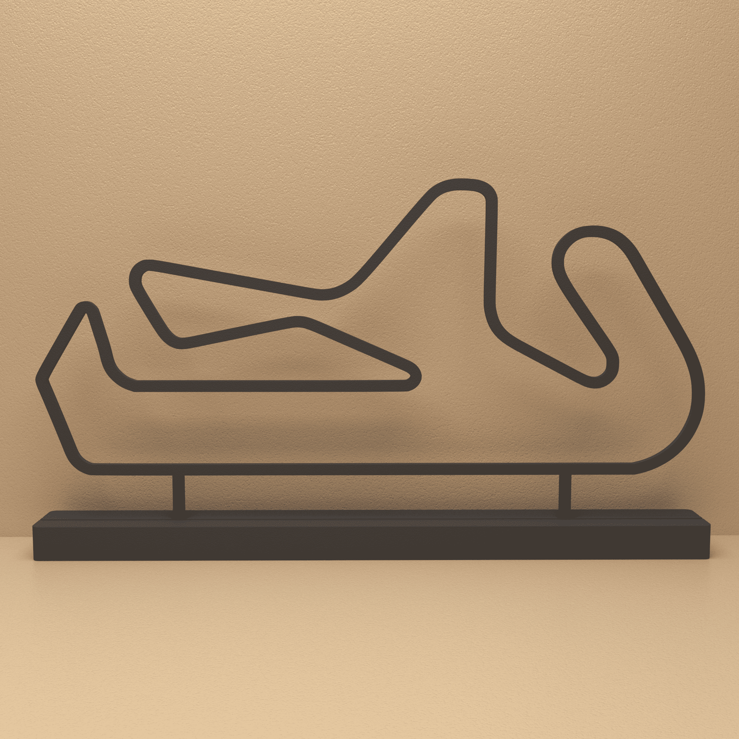 Portimão circuit silhouet in zwart staal – minimalistisch design voor fans en liefhebbers