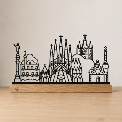 Outlinr Barcelona | Stalen Silhouet op Hout