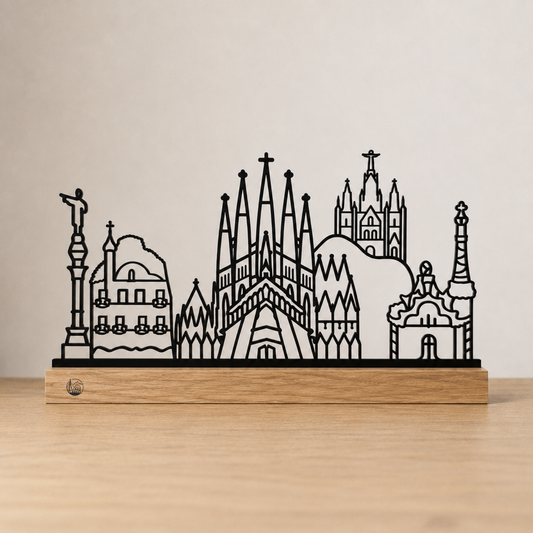Outlinr Barcelona | Stalen Silhouet op Hout