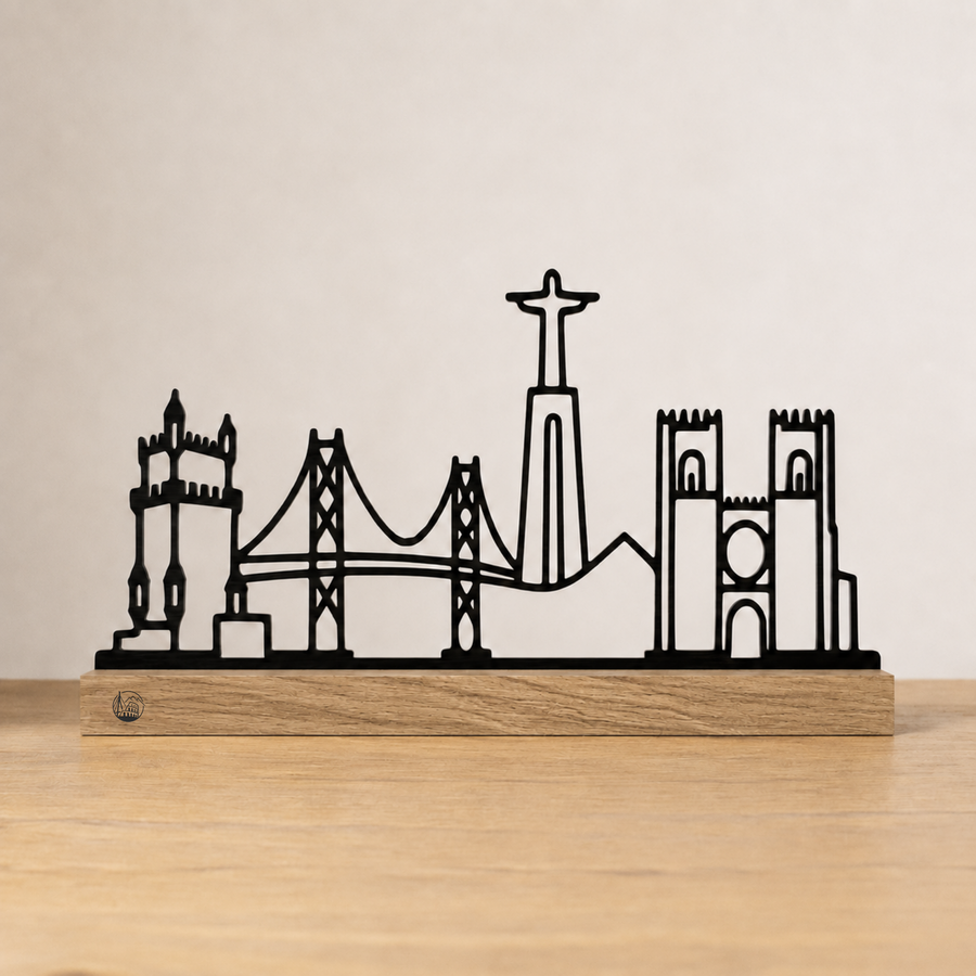 Outlinr Lissabon | Stalen Silhouet op Hout
