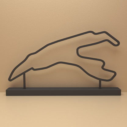 Circuit de Spa-Francorchamps silhouet in zwart staal – minimalistisch design voor fans en liefhebbers