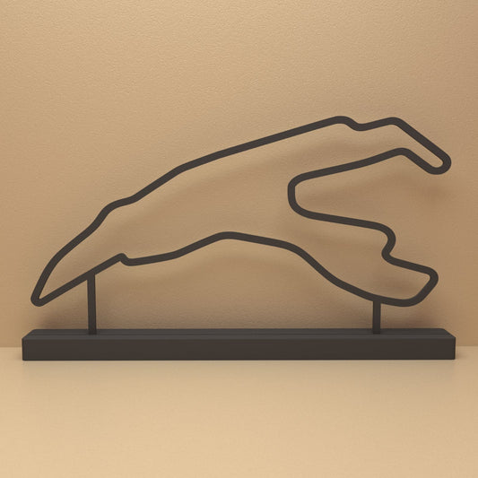 Circuit de Spa-Francorchamps silhouet in zwart staal – minimalistisch design voor fans en liefhebbers