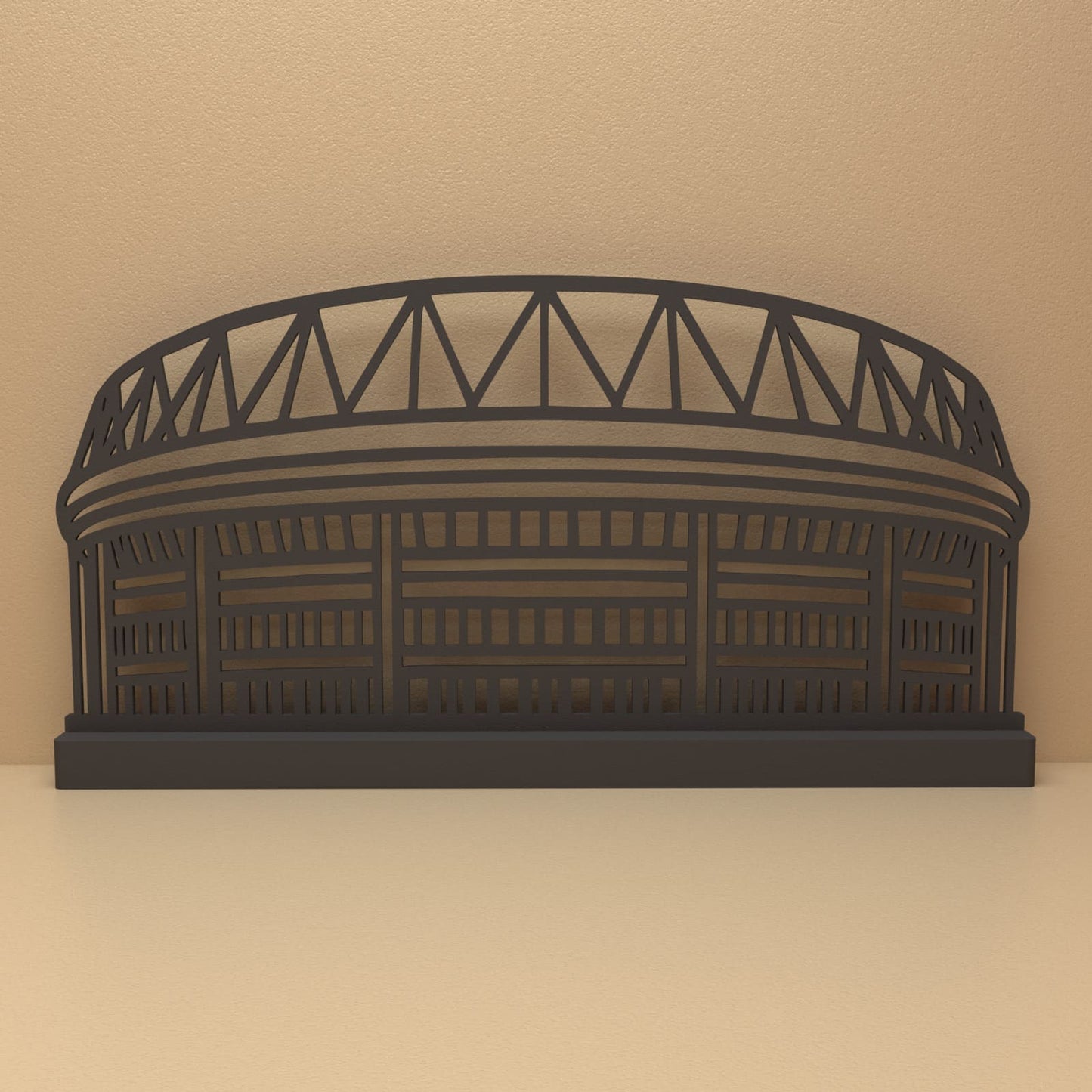 Stadio Olimpico silhouet in zwart staal – minimalistisch design voor fans en liefhebbers