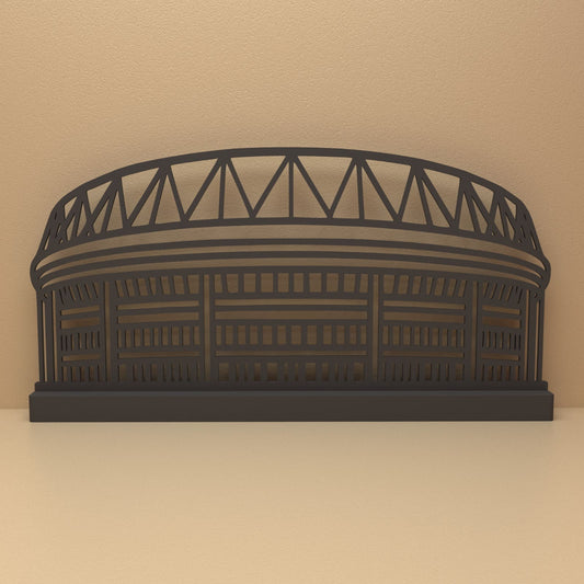 Stadio Olimpico silhouet in zwart staal – minimalistisch design voor fans en liefhebbers