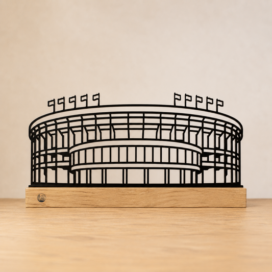 Outlinr Camp Nou | Stalen Silhouet op Hout