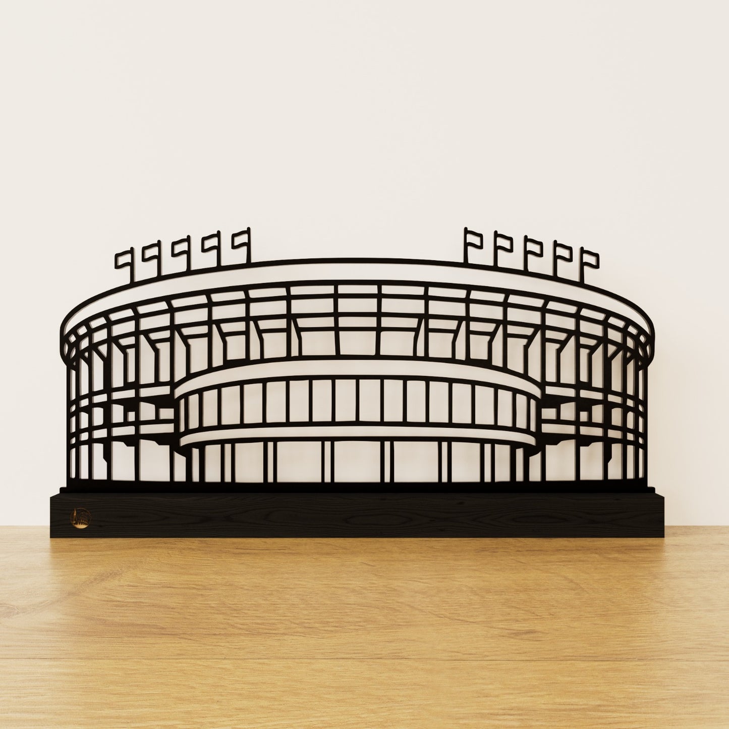 Outlinr Camp Nou | Stalen Silhouet op Hout
