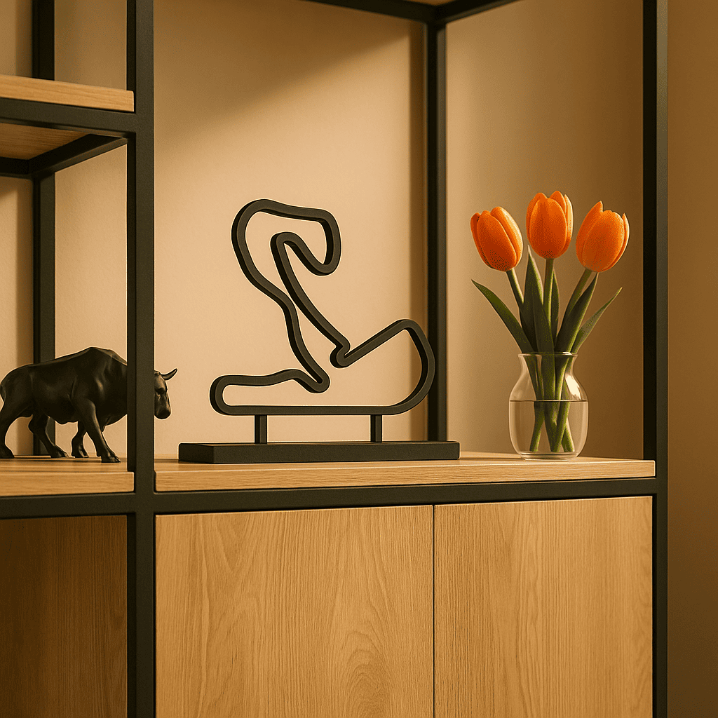 Vrijstaand Circuit Zandvoort silhouet als moderne interieurdecoratie – ideaal cadeau uit Nederland