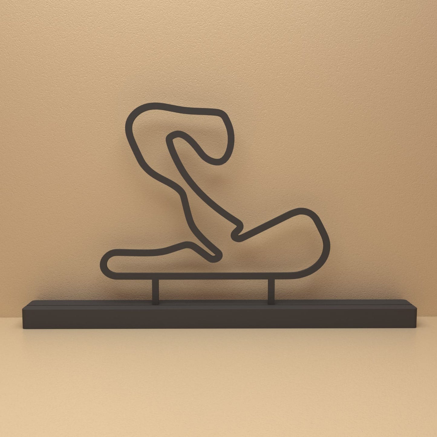 Circuit Zandvoort silhouet in zwart staal – minimalistisch design voor fans en liefhebbers