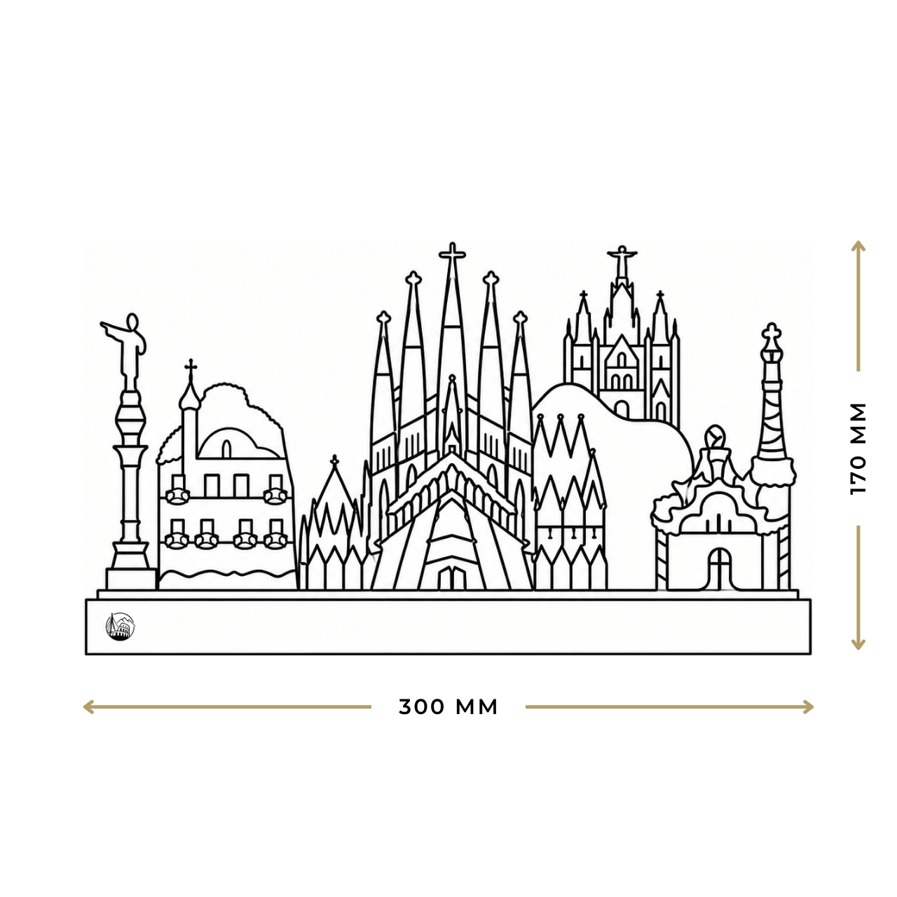 Outlinr Barcelona | Stalen Silhouet op Hout