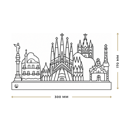 Outlinr Barcelona | Stalen Silhouet op Hout