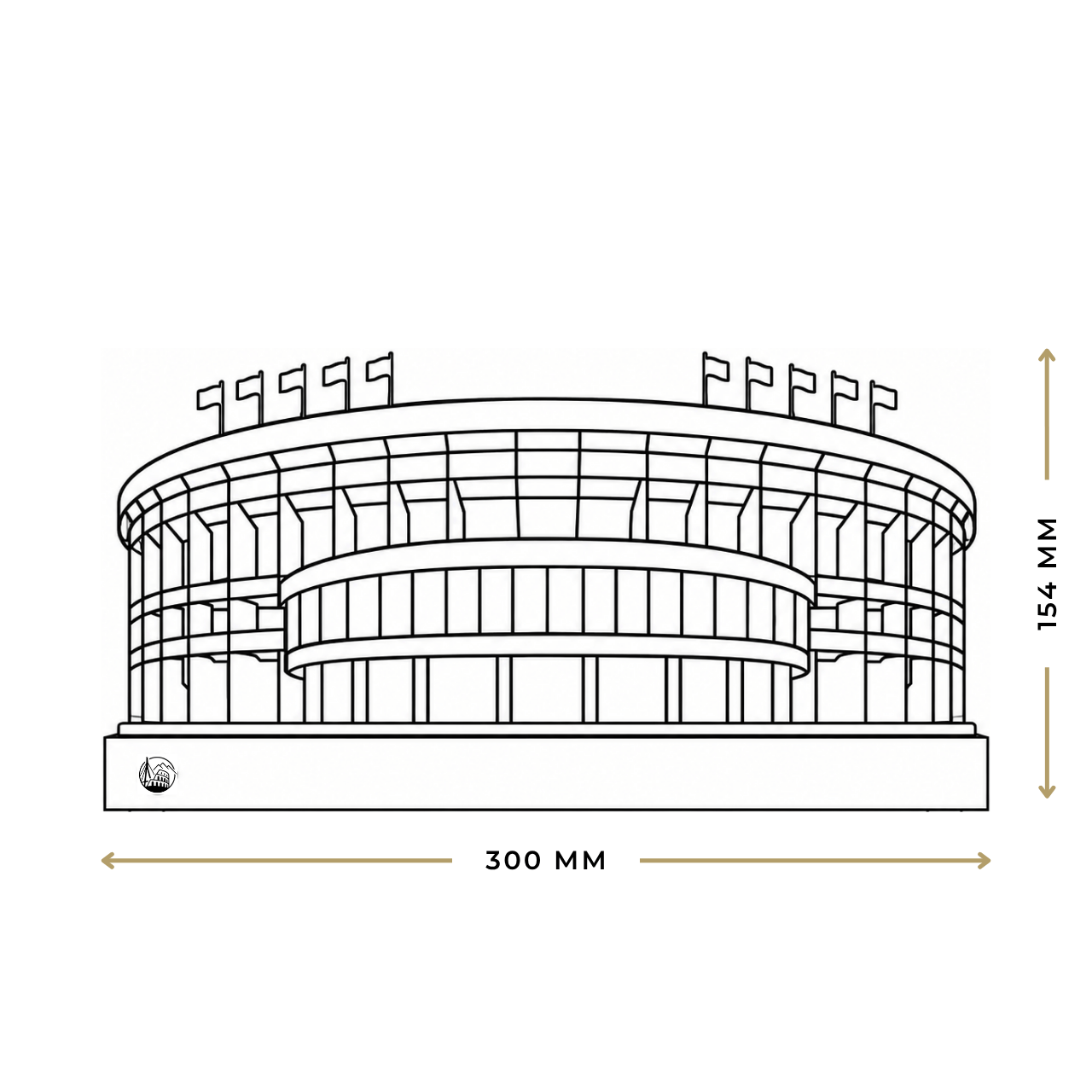 Outlinr Camp Nou | Stalen Silhouet op Hout