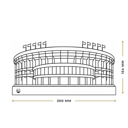 Outlinr Camp Nou | Stalen Silhouet op Hout