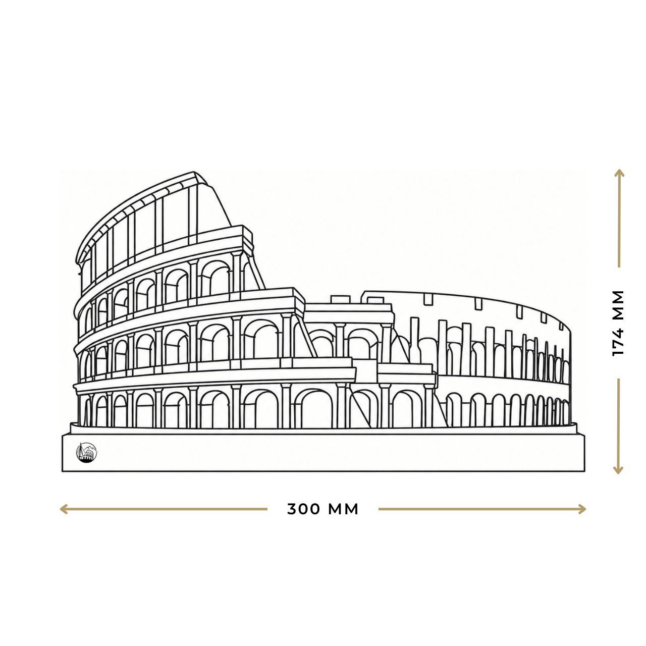 Outlinr Colosseum | Stalen Silhouet op Hout