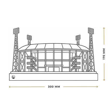 Outlinr De Kuip | Stalen Silhouet op Hout
