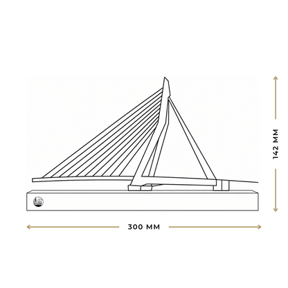 Outlinr Erasmusbrug | Stalen Silhouet op Hout