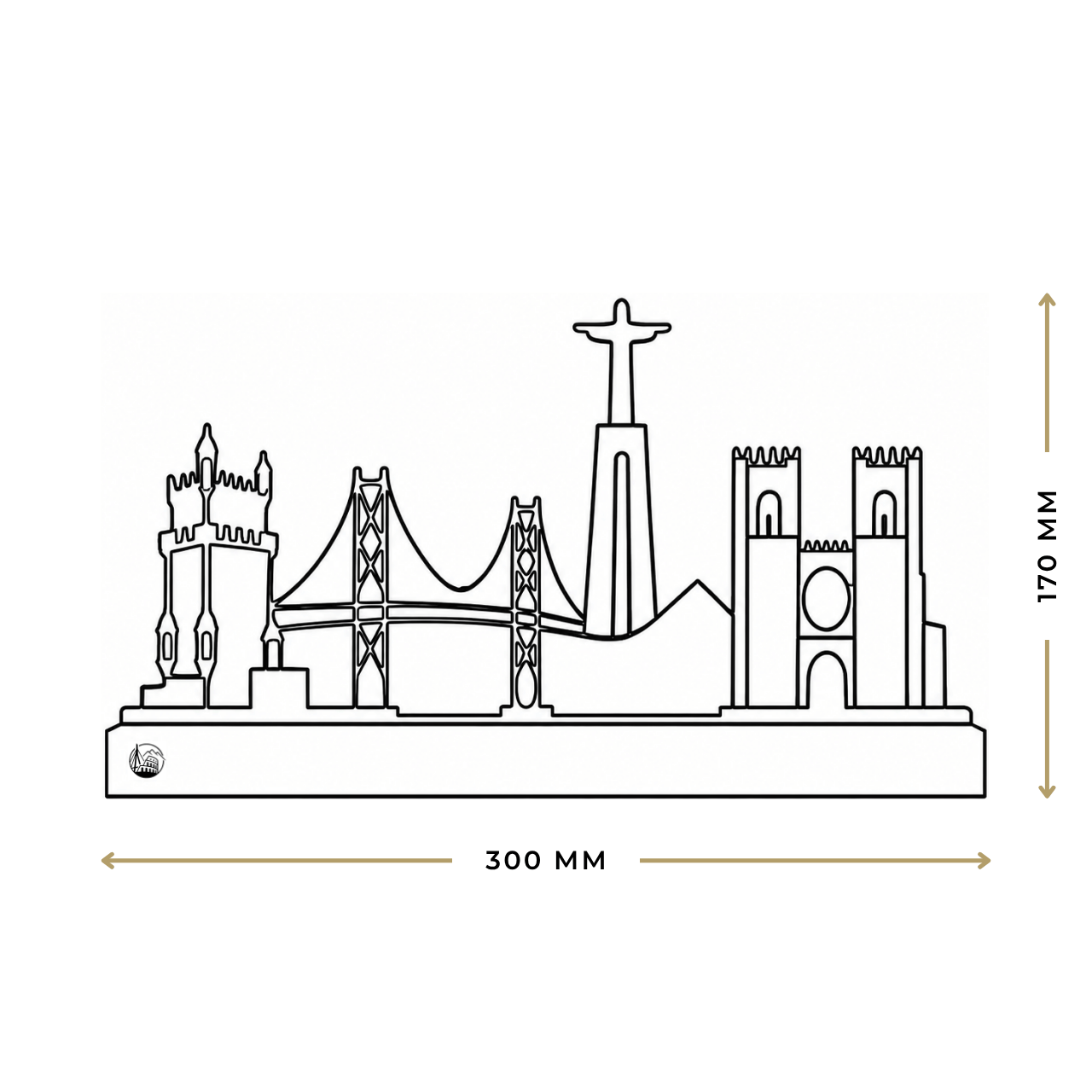 Outlinr Lissabon | Stalen Silhouet op Hout