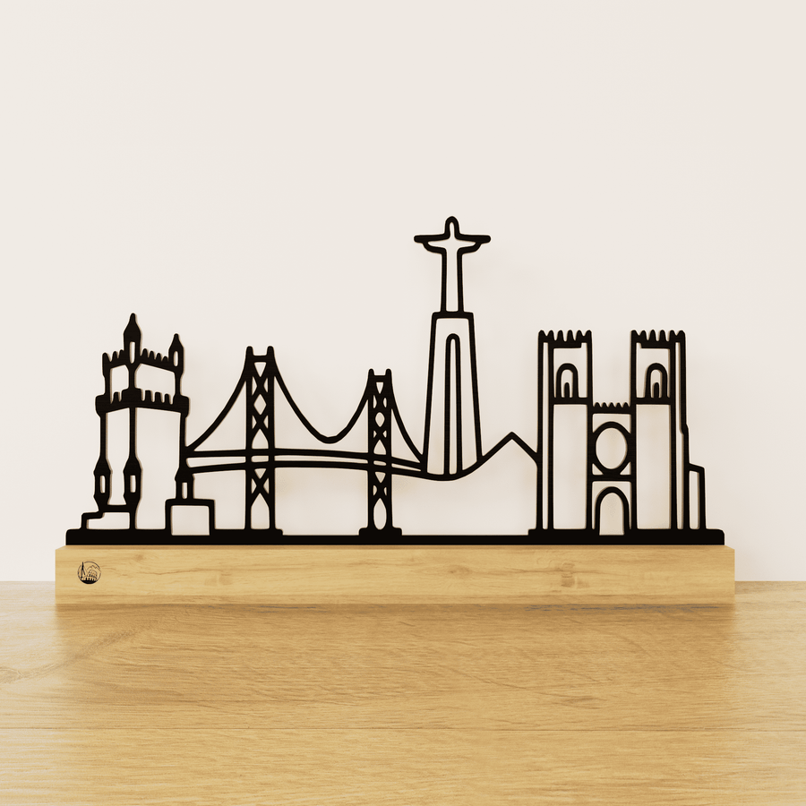 Outlinr Lissabon | Stalen Silhouet op Hout