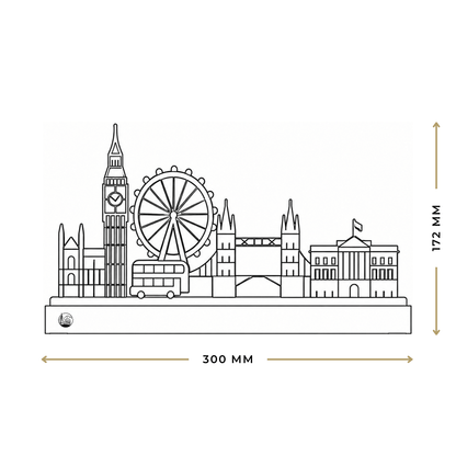 Outlinr Londen | Stalen Silhouet op Hout