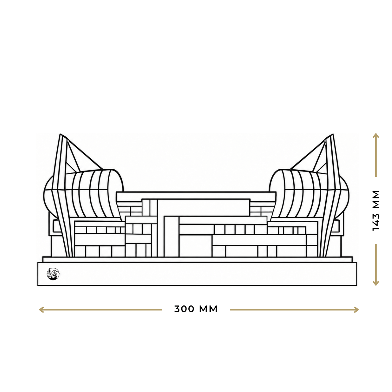 Outlinr Philips Stadion | Stalen Silhouet op Hout