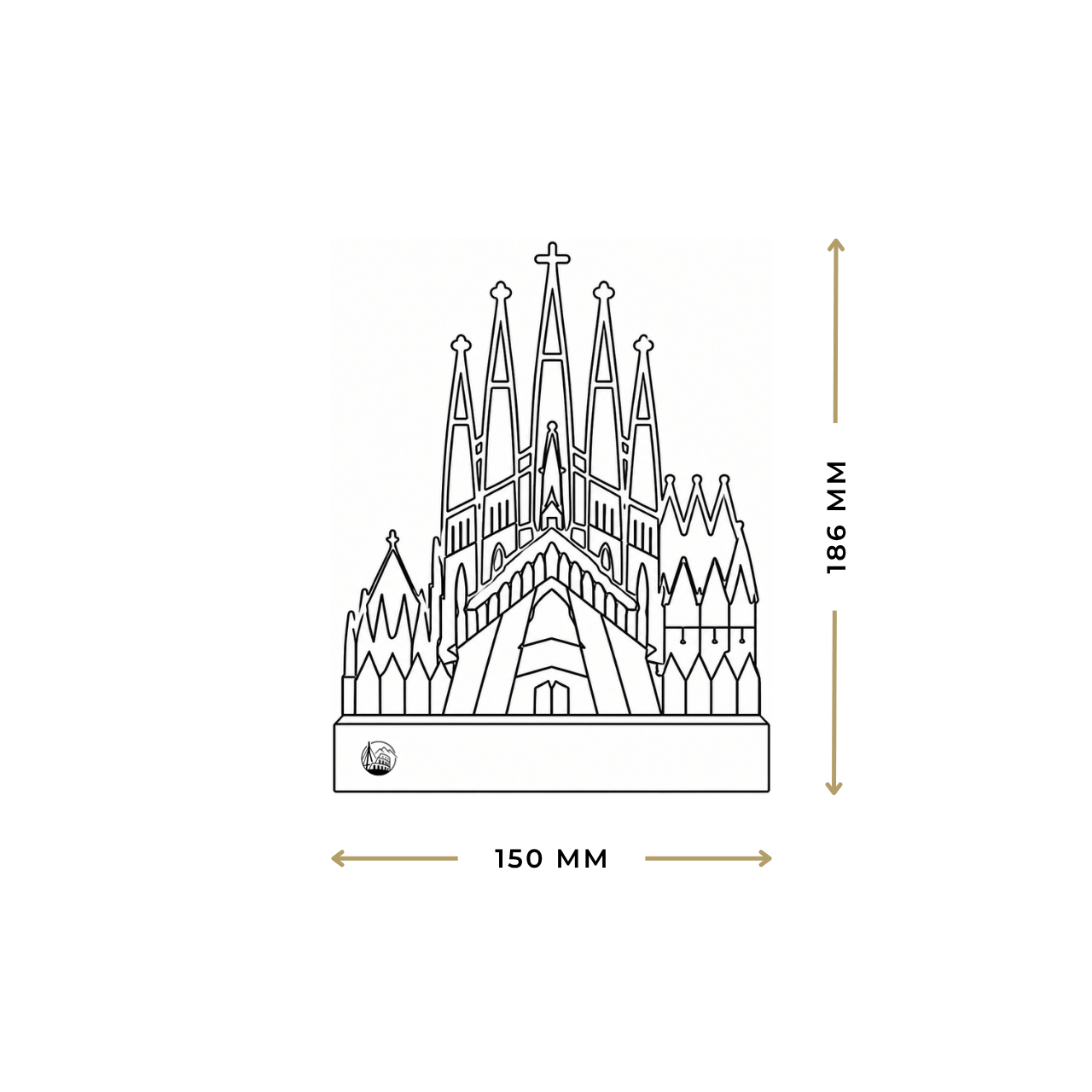 Outlinr Sagrada Família | Stalen Silhouet op Hout