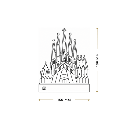Outlinr Sagrada Família | Stalen Silhouet op Hout