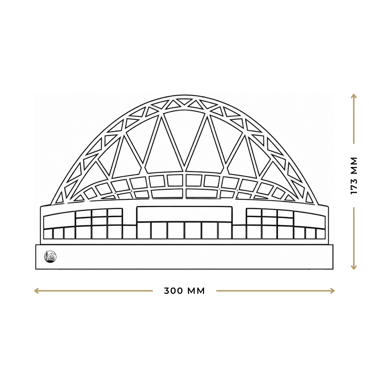 Outlinr Wembley Stadium | Stalen Silhouet op Hout