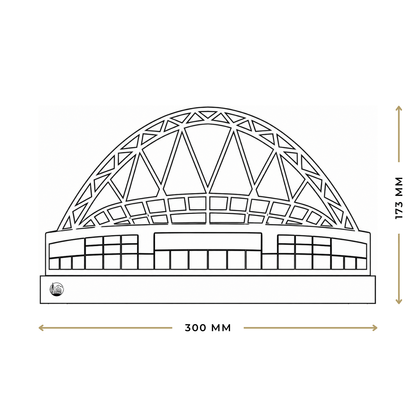 Outlinr Wembley Stadium | Stalen Silhouet op Hout